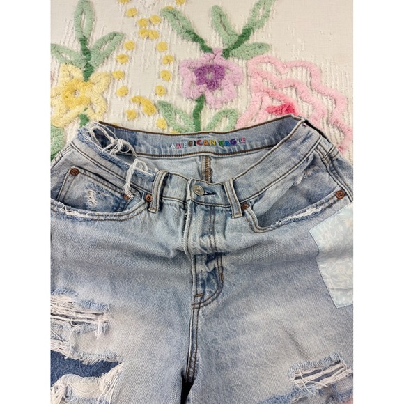 American Eagle Outfitters Distressed Patchwork Denim Shorts Women Size 6 - Picture 5 of 10